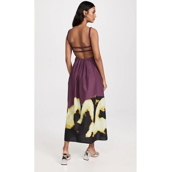 Jonathan Simkhai Collene Poplin Open Back Strappy Midi Dress Purple Size Medium - Picture 4 of 16